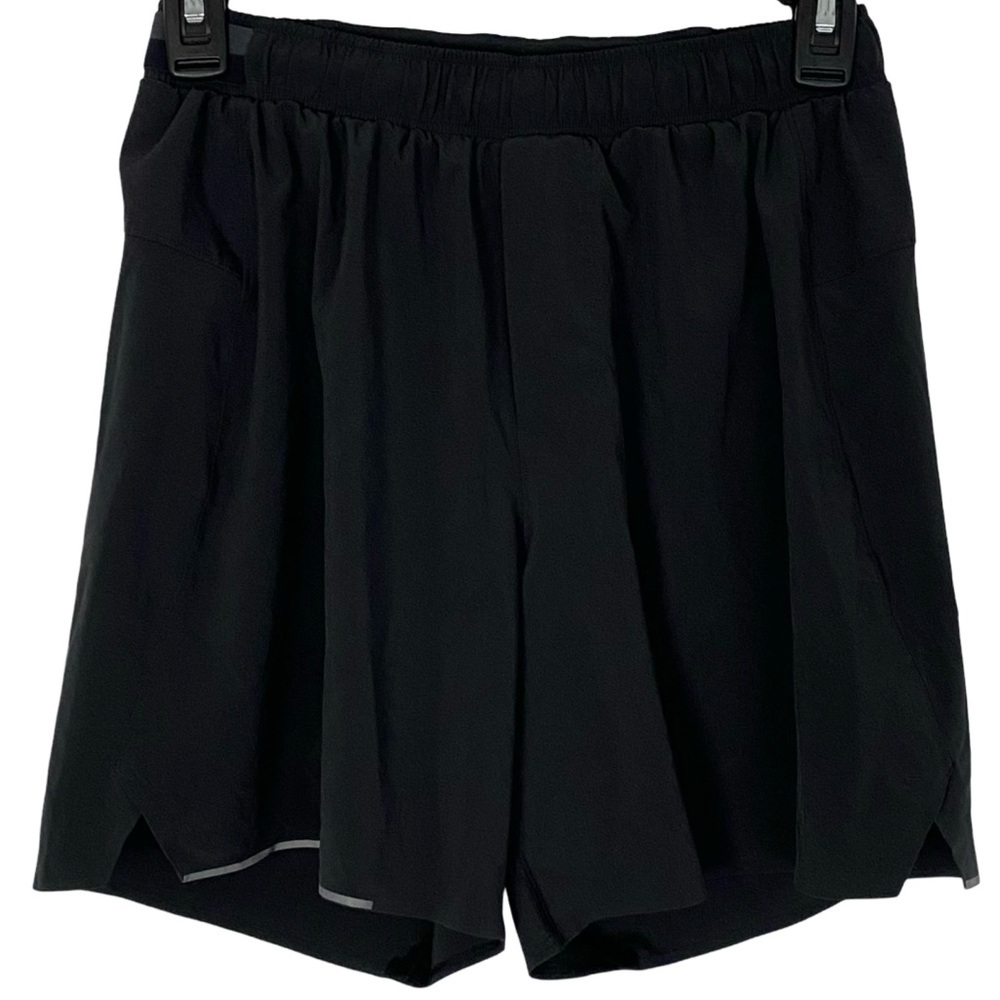 Lululemon Run Surge Shorts Mens Small Black Mesh Brief Lined Reflective Running